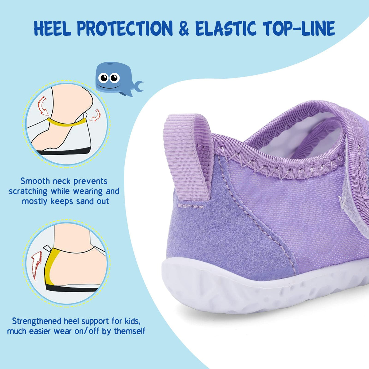 LeIsfIt Kids Water Shoes Toddler Girls Boys Swim Shoes Outdoor Quick-Dry Breathable Aqua Socks for Beach Pool Surf, Gradient Purple, 13 Little Kid