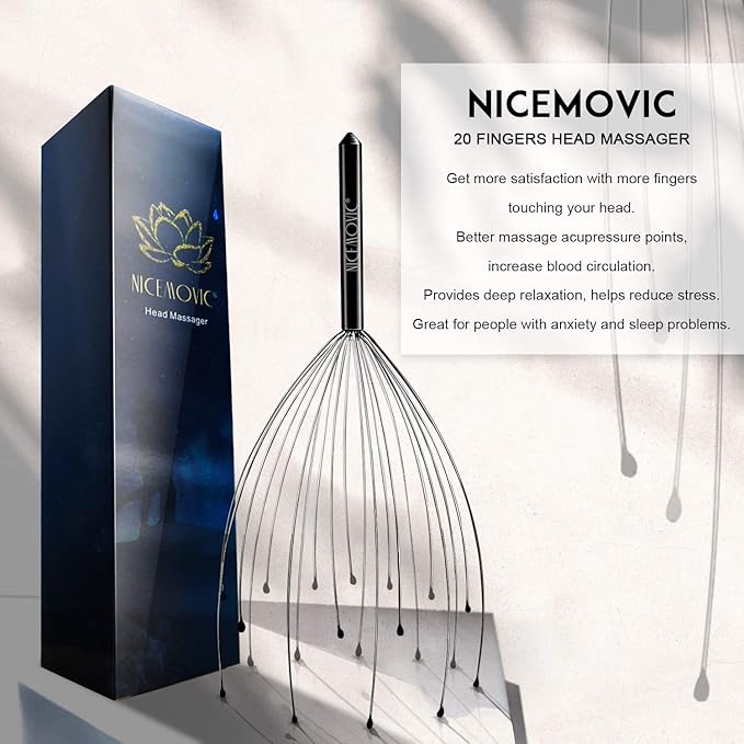 NICEMOVIC 2 Pack Head Scalp Massager Gifts for Women Men, Stocking Stuffers White Elephant Gifts for Adults Prizes for Adults Scalp Massager Hair Growth 20 Fingers Stress Relief Head Scratcher