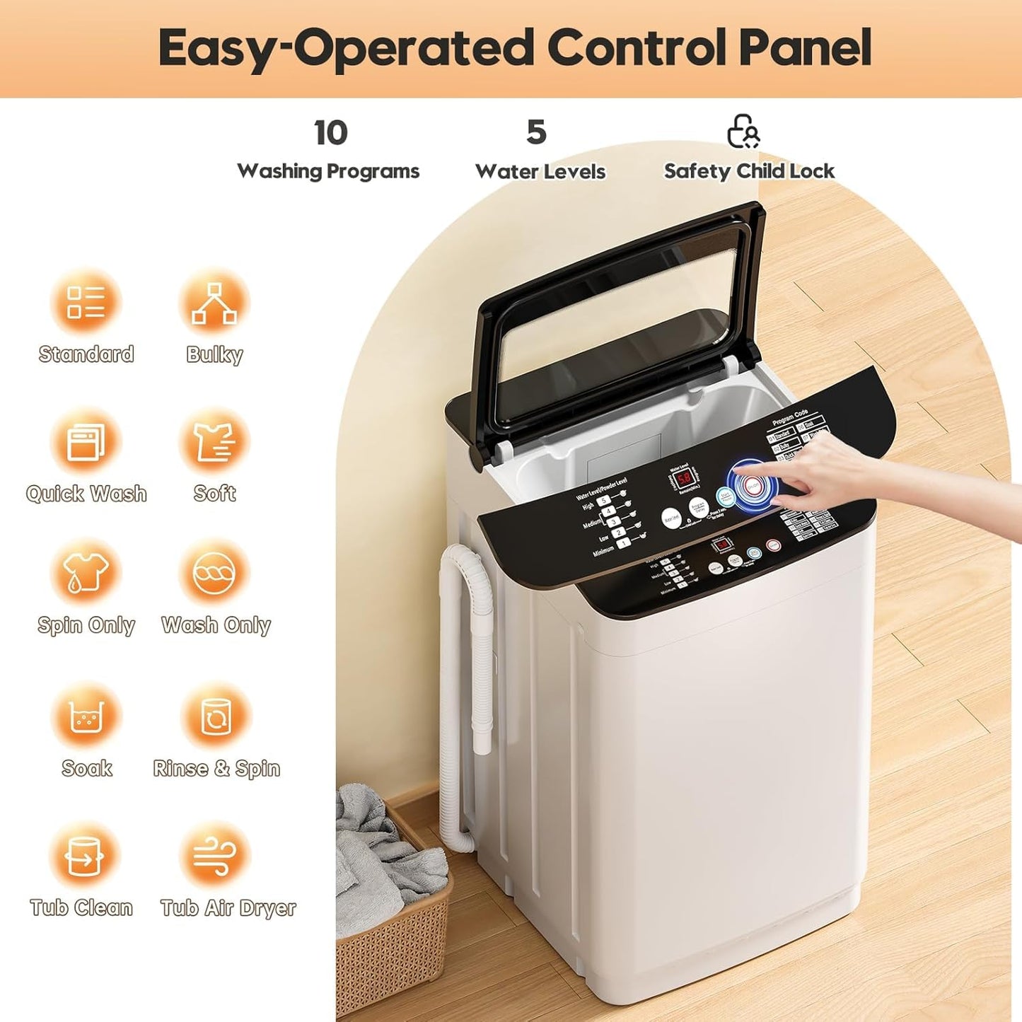 Auertech Portable Washer and Dryer Combo Set, 2.8 CU. FT. Portable Clothes Dryers with Boot Dryer, 28 lbs Fully Automatic Washing Machine, Compact Washer and Dryer for Apartment, RV, Dorm