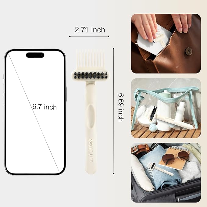 Boar Bristles Hair Brush for Women and Men, Detangling Hair Brush for Smoothing Massage Add Shine, Nylon&Boar Bristles Detangler brush for Hair Healthy (Cleaner-White)