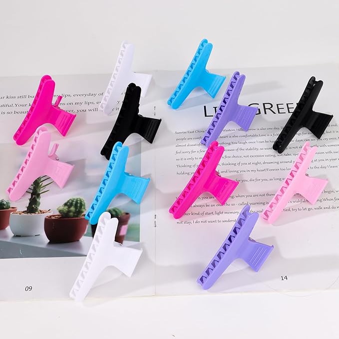 Ondder Butterfly Hair Claw Clips for Styling & Sectioning - Pro Hair Clamp Clips for Makeup, Cutting & Coloring - Hair Accessories for Women & Girls