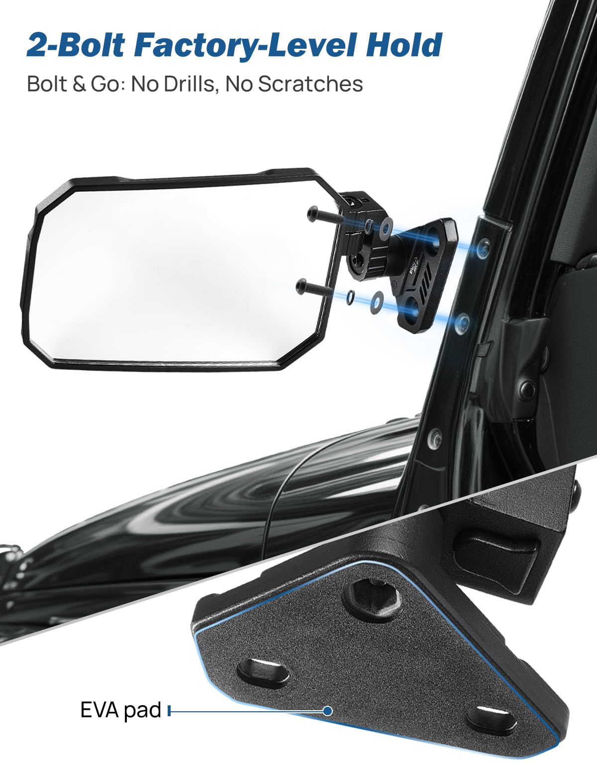 JOYTUTUS Wrangler Mirrors Doors Off Compatible with Wrangler TJ JK & Unlimited, Wrangler JK Side Mirrors for Wrangler 1997-2018, Wider View No Vibrate & Wobble (Patented), Does Not Fit on Doors