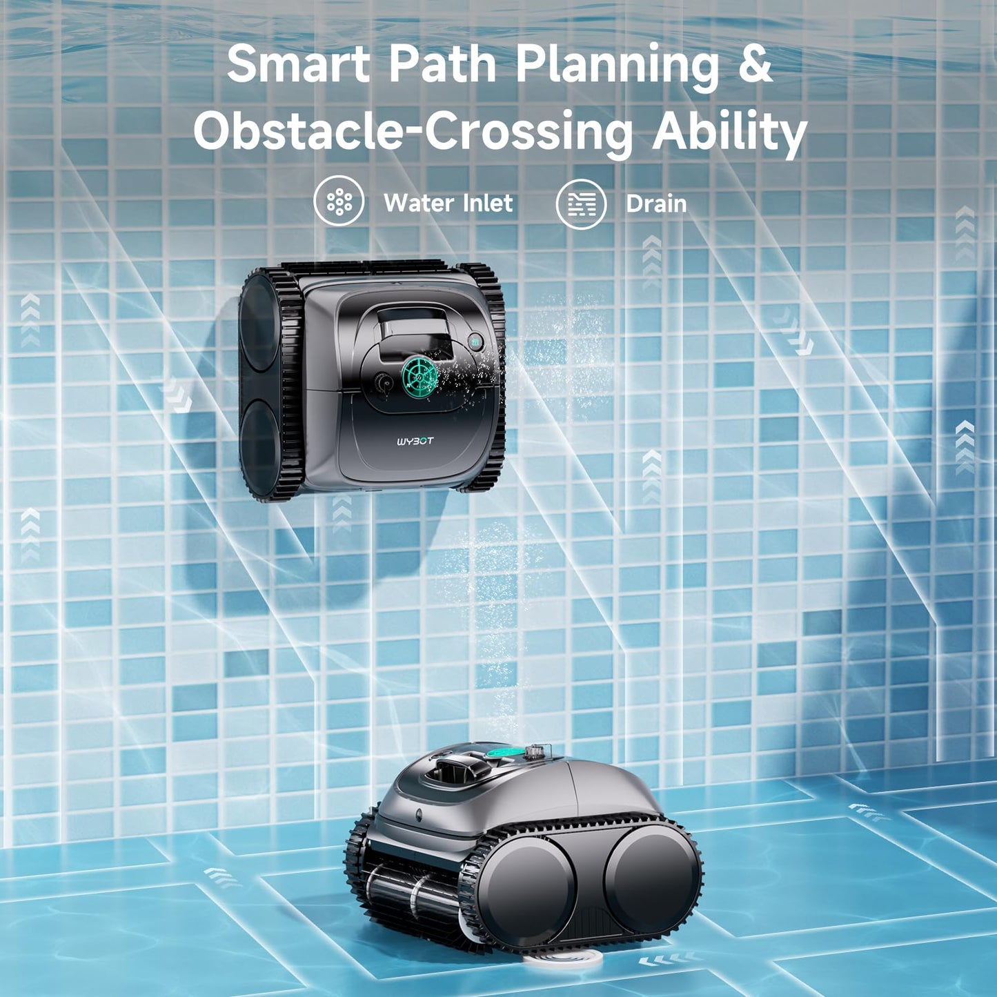 WYBOT C1 Cordless Robotic Pool Vacuum for Inground Pools, Above Ground Pool Cleaner 4-in-1 Wall & Waterline Cleaning Up to 1,614sq.ft, 150mins Smart Navigation, App Support