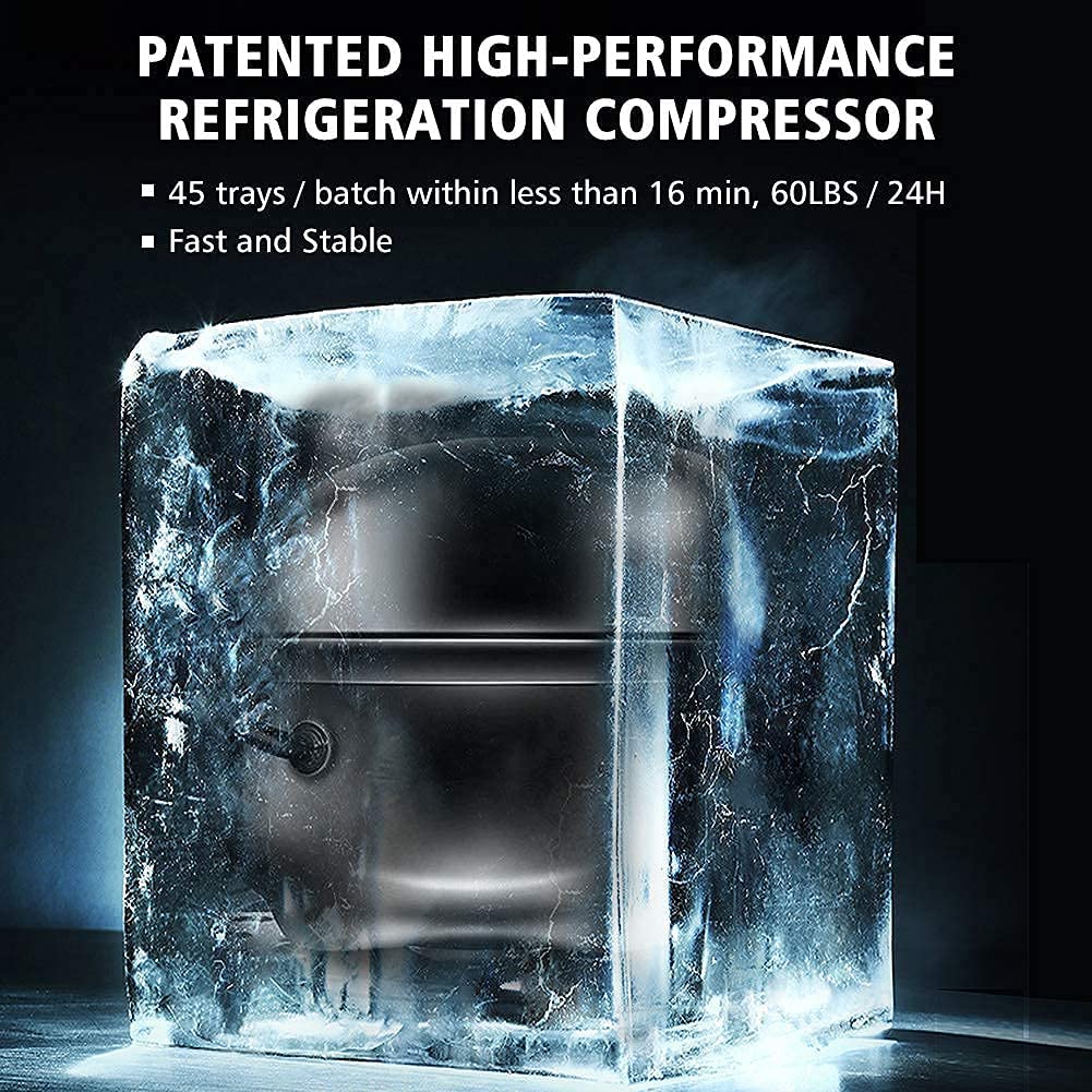 Ice Maker Machine Countertop, Portable Ice Maker with 26lbs/24Hrs, 9 Cubes Ready in 7 Minutes, Self Cleaning, Transparent Window, LifePlus Ice Cube Maker for Home Kitchen Office Bar