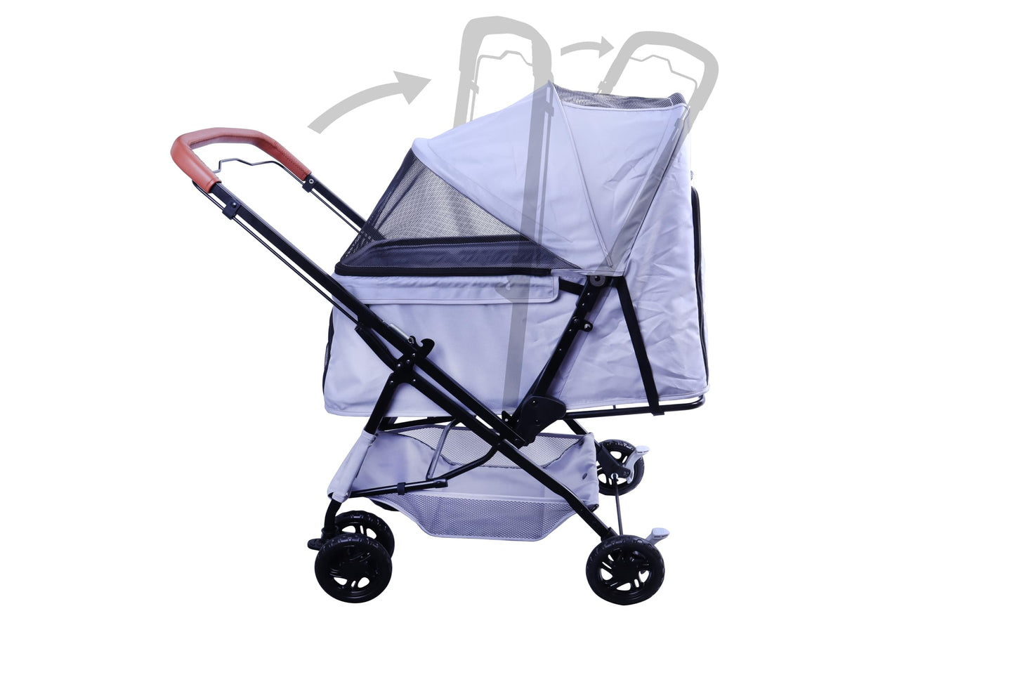 FOURPAW Reversible Pet Stroller (4 Wheels for Cats and Dogs) for Small and Medium Pets up to 33 lbs.Gray