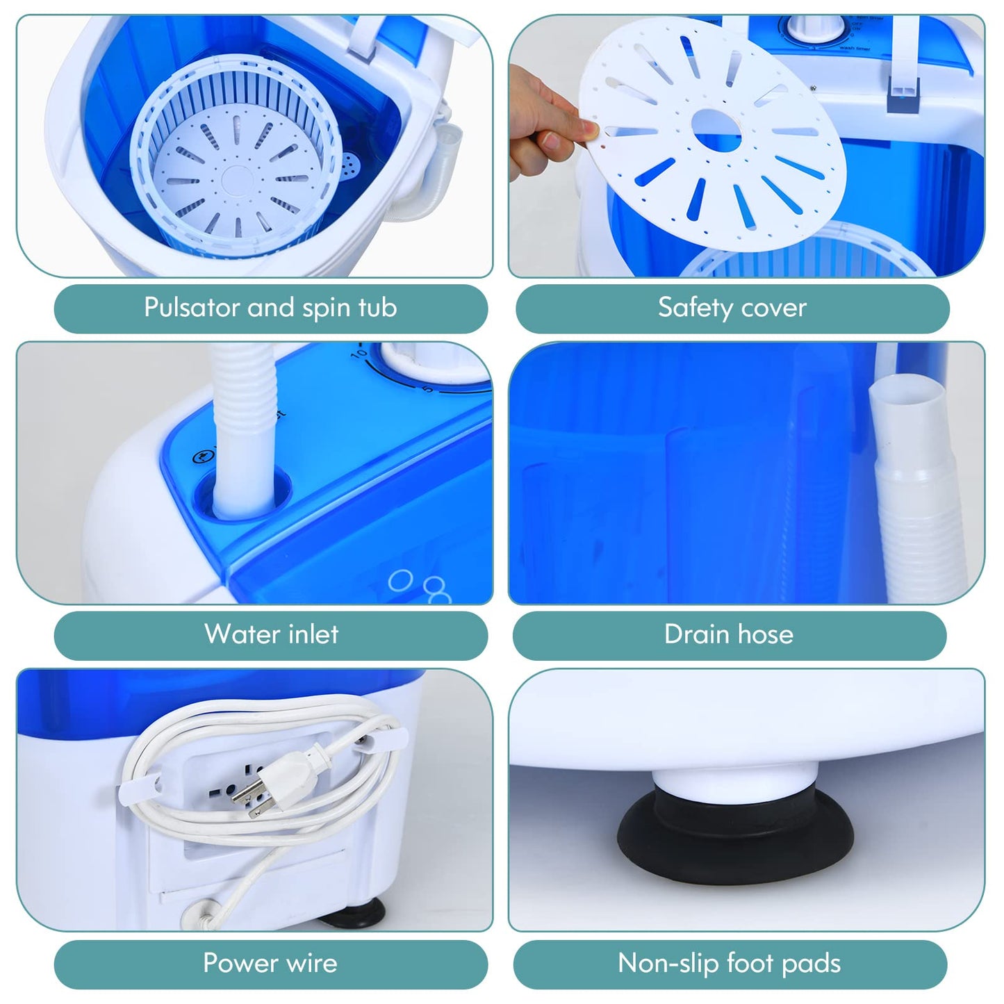 Giantex Portable Washing Machine, Mini Washer and Spinner Combo, 5.5lbs Washing Capacity, Semi-automatic Compact Laundry Machine for Apartment Dorm RV
