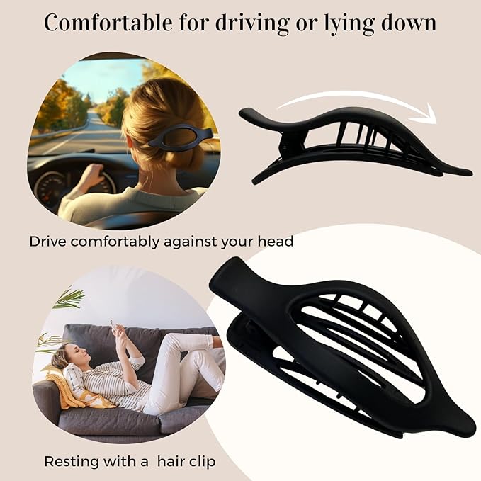 8 Pack Black and White Flat Hair Clips – Matte French Claw Clips for Women, Neutral Non-Slip Hair Accessories for Daily Styling, Strong Hold Minimalist Barrettes for Work or School