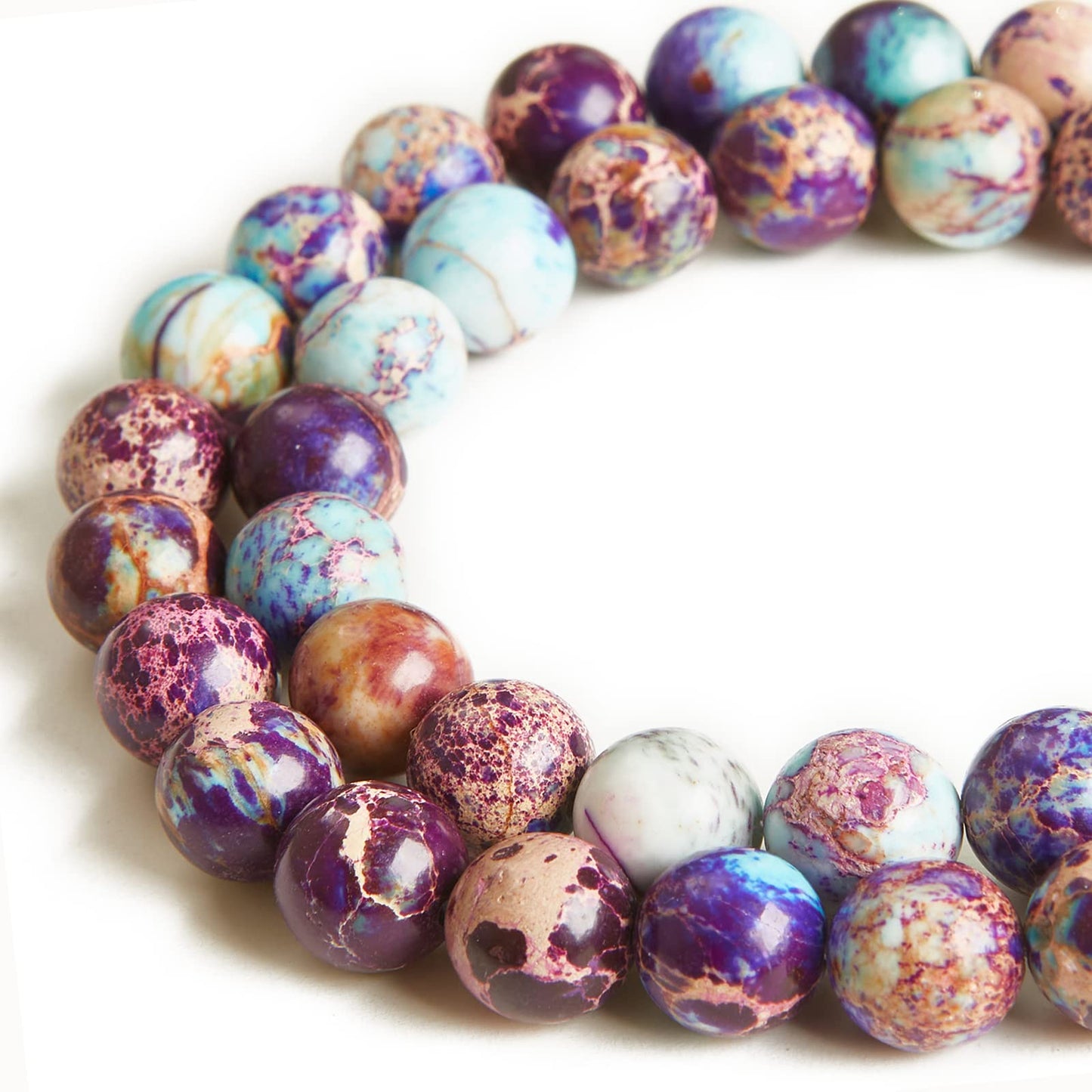 100pcs 8mm Colorful Imperial Jasper Beads Natural Gemstone Beads Round Loose Beads for Crafting and Jewelry Making