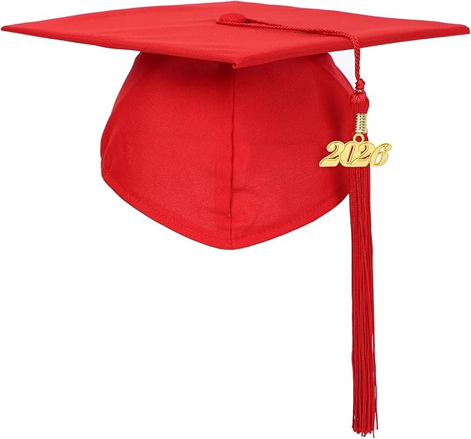 Unisex Adult Matte Graduation Cap with Tassel Year Charm