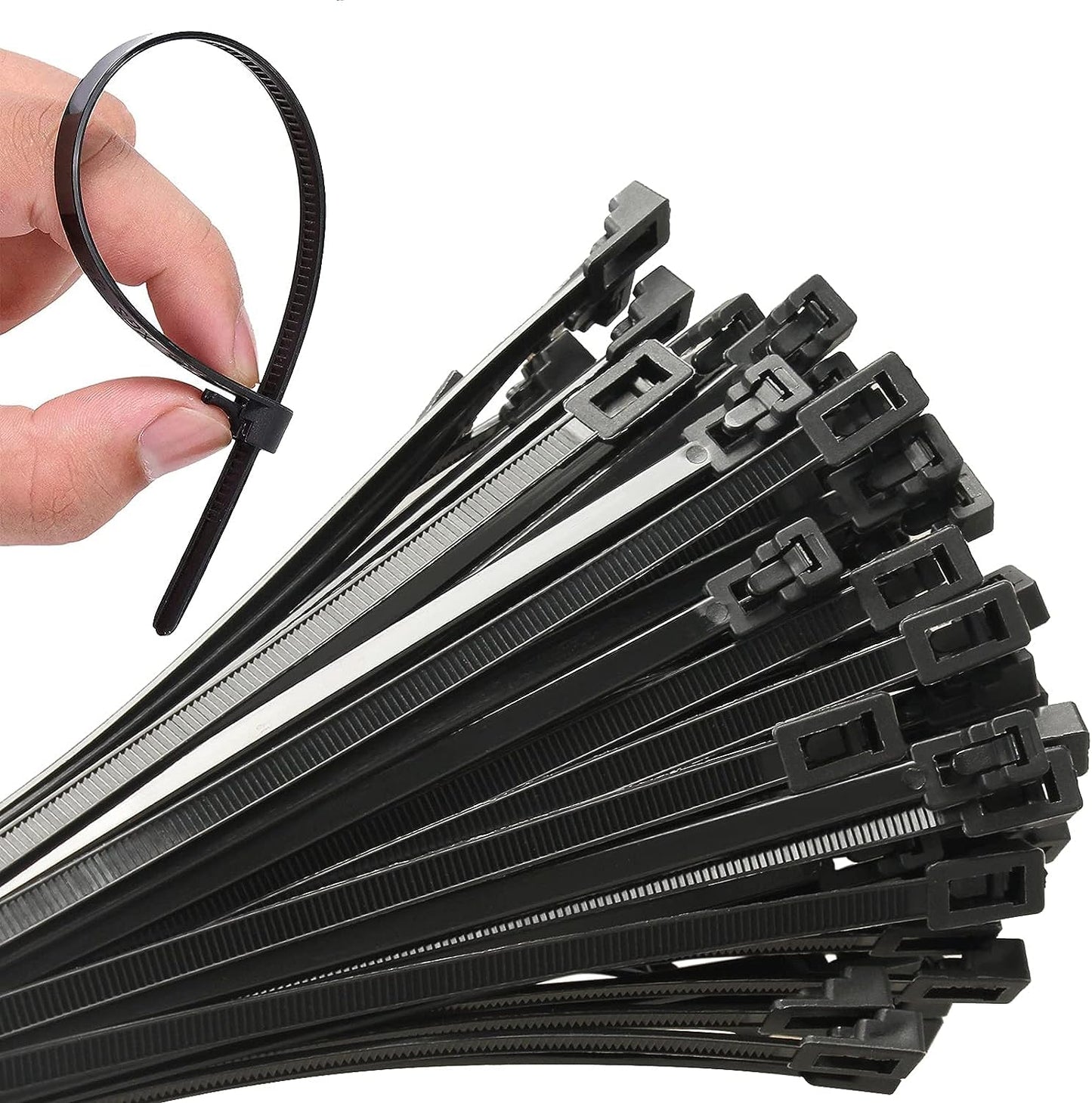 100Pcs Reusable18 Inch Heavy Duty Industrial Zip Toes,Releasable Black Cable Ties, 120LBS Strong Adjustable Tie wrap,Reusable Zip Toes Tie Straps For Garden Plant Secure Vine, Home, Office Use