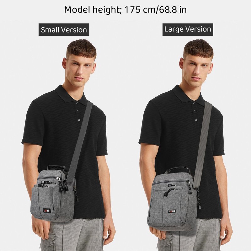 KL928 Men's Messenger Bag - Crossbody Shoulder Bags Travel Bag Man Purse Casual Sling Pack for Work Business(Large Version,Grey)