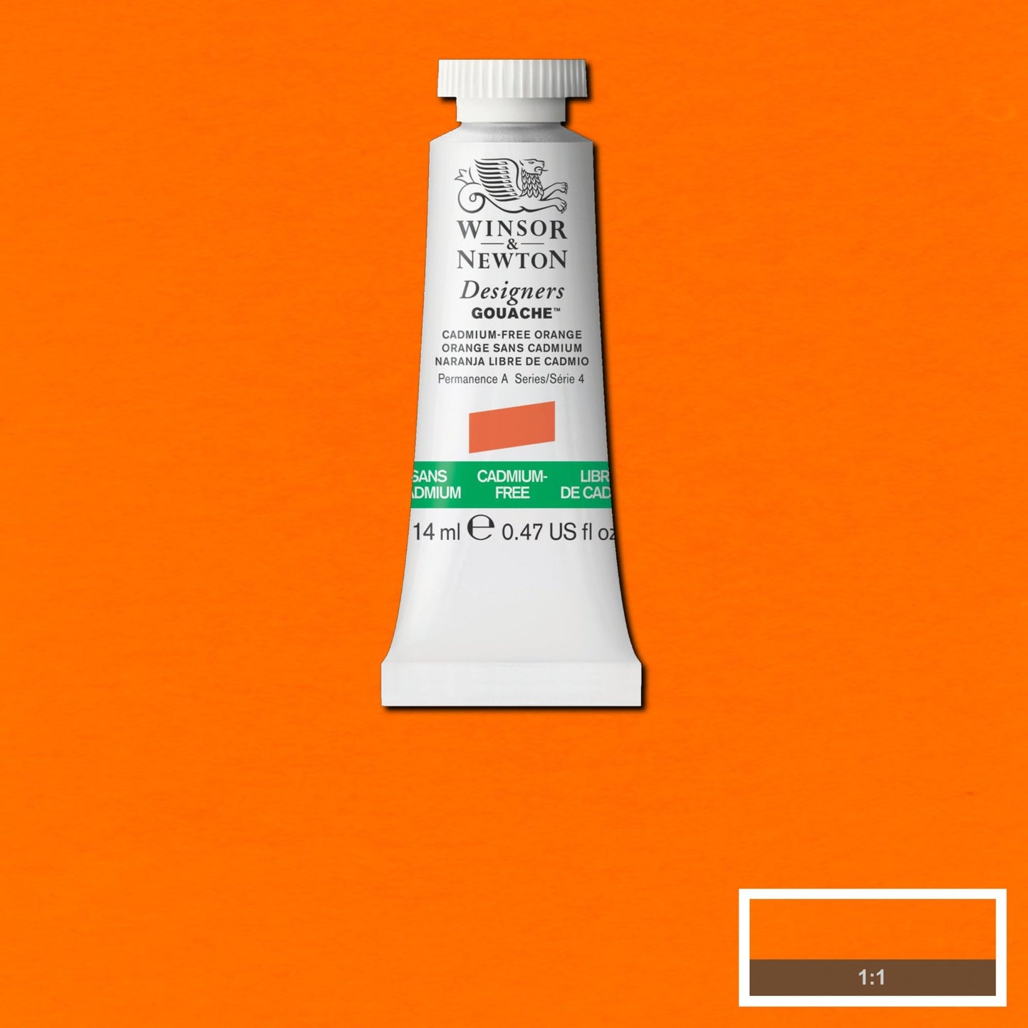 Winsor & Newton Designer's Gouache, 14 ml (0.47oz) tube, Cadmium-Free Orange