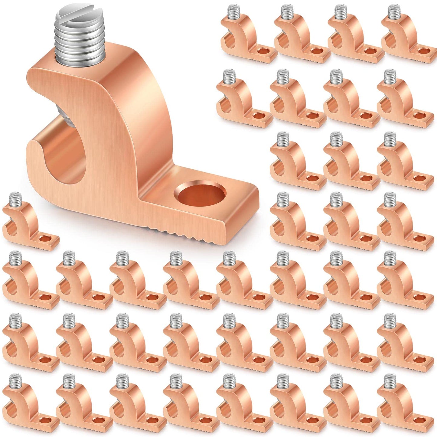 Landhoow 40 Pack Lay in Connector Pool Bonding Lug Copper Conductor Lay in Connector Copper Lay in Lugs AWG for Grounding Swimming Pool and Conduits, 4-14 Wire Range
