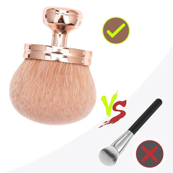Blend & Blur Extra Large Body Makeup Brush for Self Tanner,Leg Makeup & Bronzer Self Tan Applicator, 3.2inch Wide Round Head Kabuki Brush For Application with Drawstring Bag (Rose Gold-Gold)