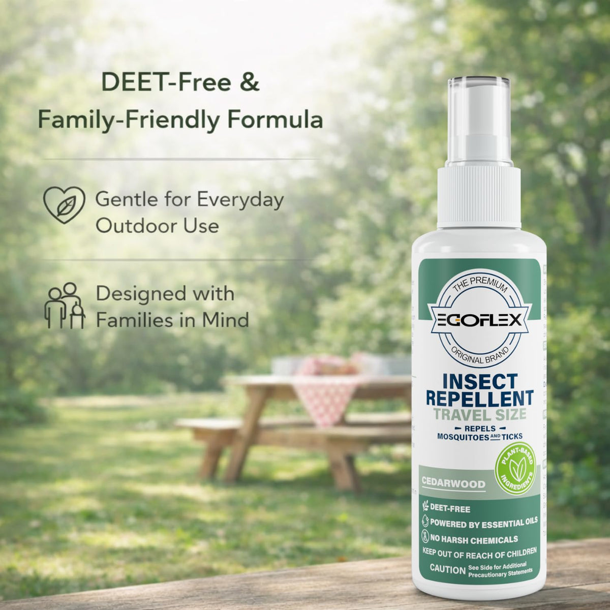 3-Pack Mosquito Repellent Spray - DEET-Free Bug Spray Travel Size TSA Approved - Mosquito, Tick & Insect Killer Deterrent with Natural Essential Oils - Cedarwood Scent - Safe for Family - 3 Fl Oz