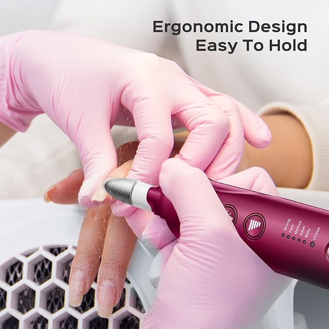 COSLUS Professional Manicure Pedicure Kit: 5 Speed Cordless Nail Drill for Thick Nail Toenail Cuticle, Hand Feet Trimmer Buffer for Women Men Baby Pet (RED)