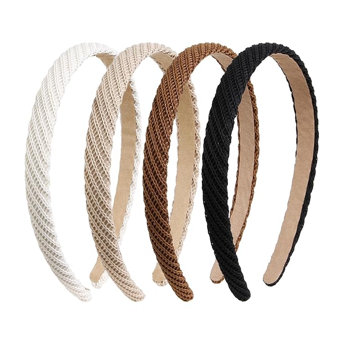AIBFRID Headbands for Women Thin Knitted Hairbands Fashion Non Slip Headband for Women's Hair Cute Solid Colors Hair Accessories 4 PCS