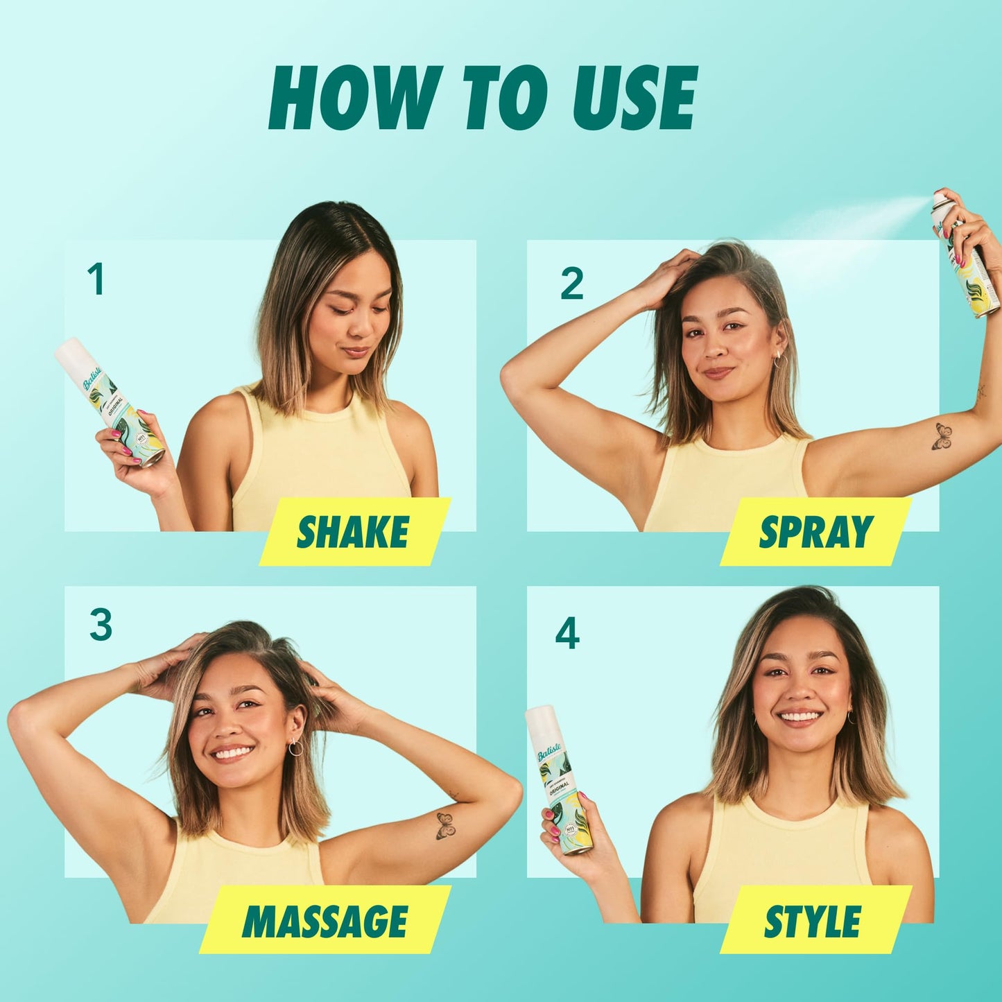 Batiste Dry Shampoo, Waterless shampoo, Original, 3.81oz, Pack of 3