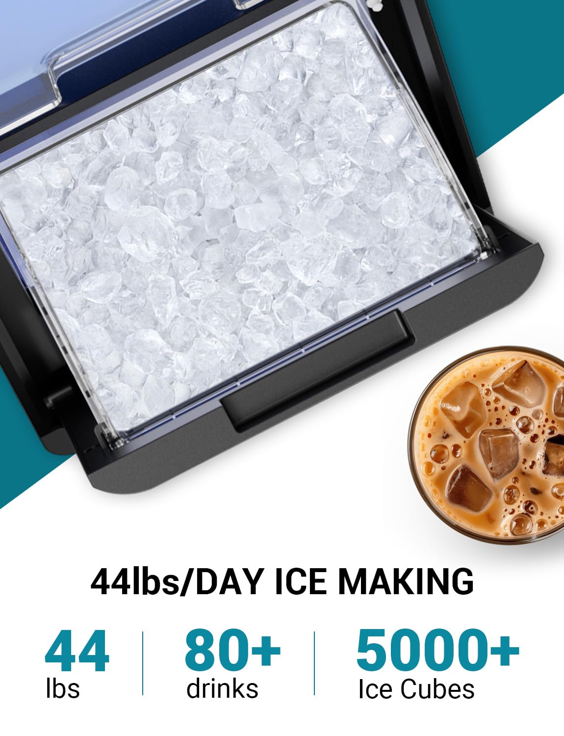 Nugget Ice Maker Countertop,Pebble Ice Machine, 5-10 Mins Fast Ice Making, Self-Cleaning, Portable for Home, Outdoor, Camping, Hospital, RV (28lbs)