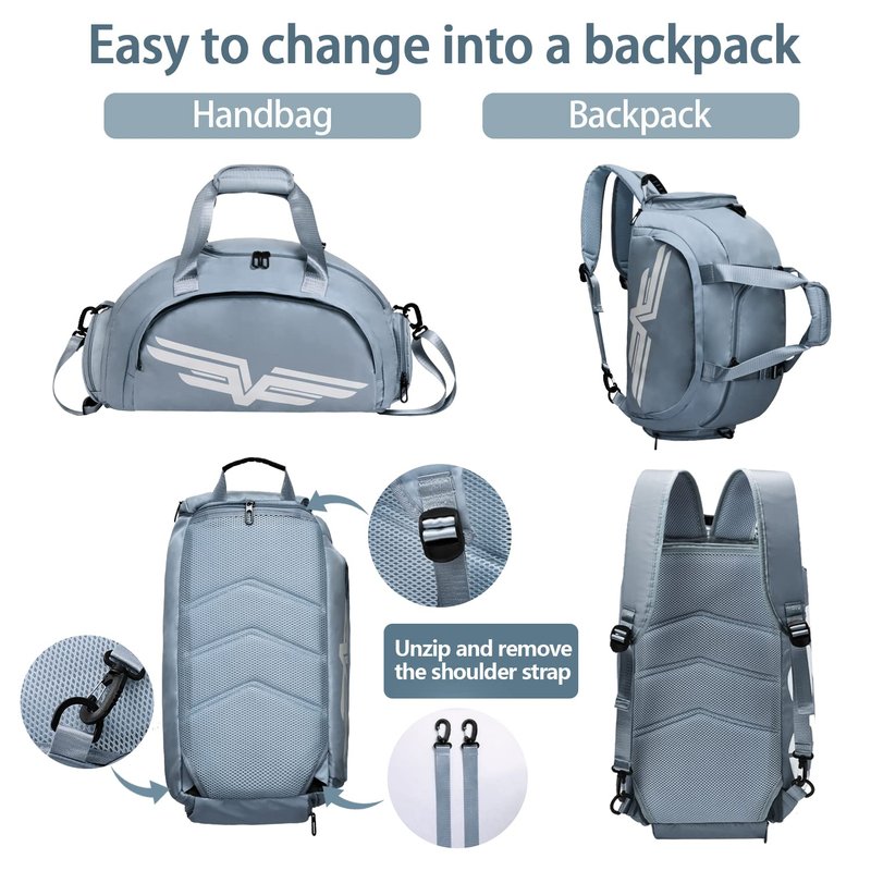 FIORETTO 30L Sports Gym Duffle Bag with Wet Pocket & Shoe Compartment, Weekender Hospital Overnight Bag for Women, Sports Holdall Backpack