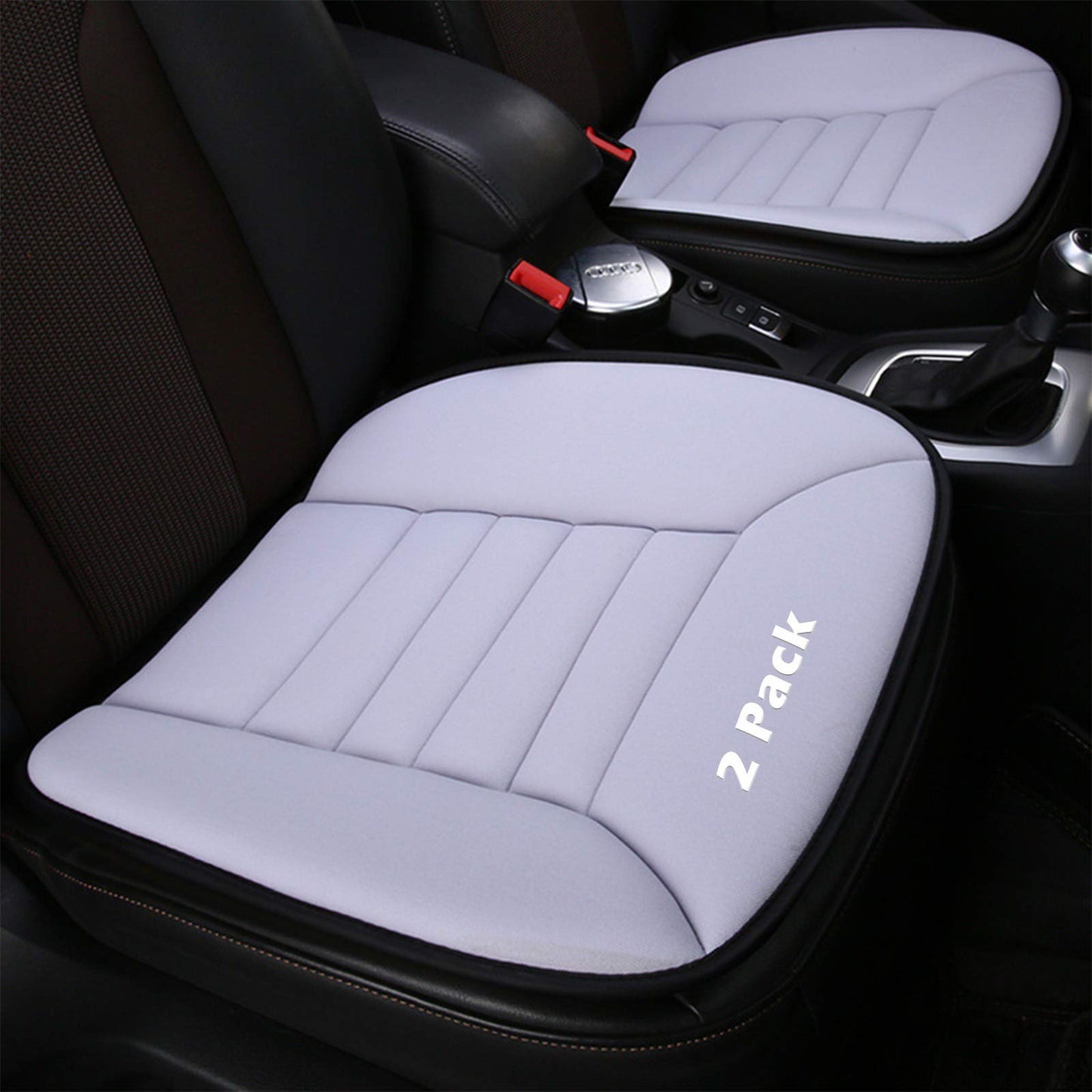 MYFAMIREA 2PCS Car Seat Cushion Pad 1.2" Thick Comfort Seat Protector for Car Driver Seat Office Chair Home Use Memory Foam Seat Cushion with Non Slip Bottom, 20'' x 18.5'', Gray