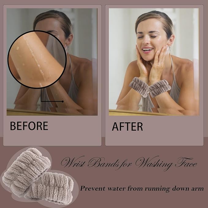 20 Pcs Wrist Bands for Washing Face, Elastic Absorbent Face Washing Wristbands, Women's Wrist Towels Spa Wristbands for Stop Water from Flowing Down Your Arm (Style 2)