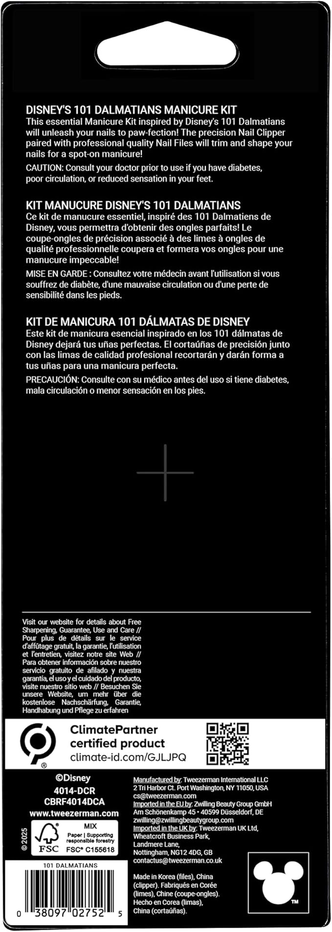 Tweezerman Disney's 101 Dalmatians Manicure Kit - Fingernail Clipper with Two Nail Files