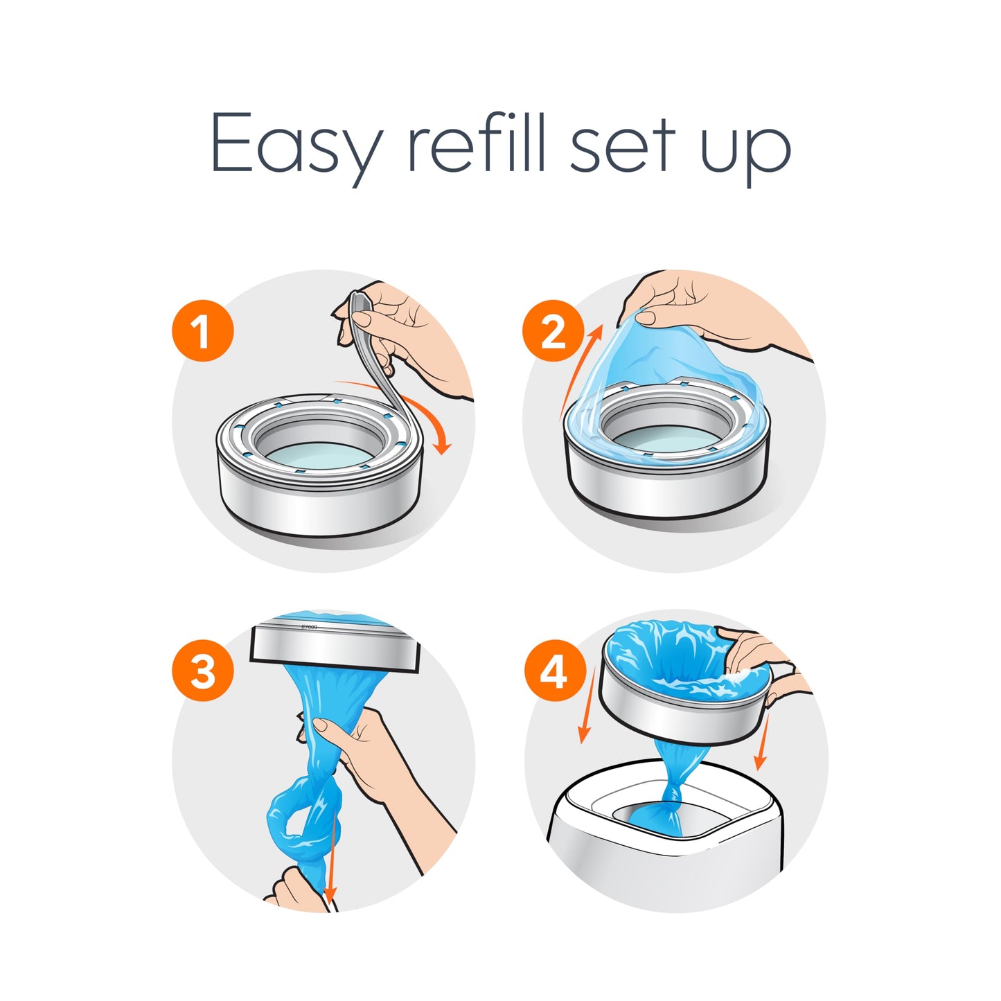 Diaper Genie Essentials Round Refill 8-Pack | Holds Up to 2560 Newborn Diapers | Features Unscented Continuous Film | Compatible with Diaper Genie Complete and Expressions Pails,8 Count (Pack of 1)