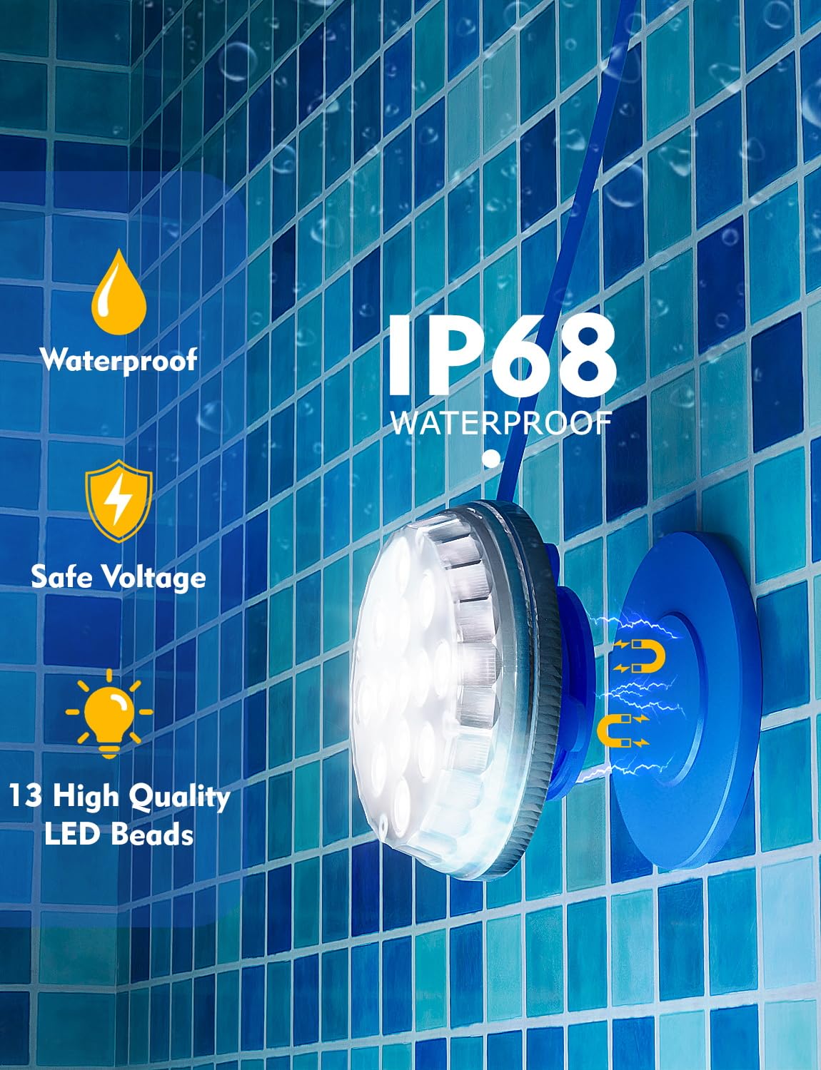 Skairipa Solar Pool Lights, Solar Powered Submersible LED Lights with Remote IP68 Waterproof Swimming Pool Lights 16 Colors Underwater Pool Lights for Above Ground Inground Pool, Pond (Blue, 2 Pack)