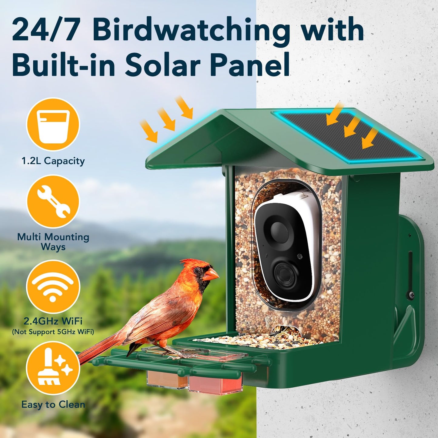 PeckCam Bird Feeder with Camera Solar Powered, AI Identify & Auto Capture with 32GB Card, 2K HD Live Video Smart Bird Feeder Camera Instant Notifications in Backyard, Gift for Bird Lovers