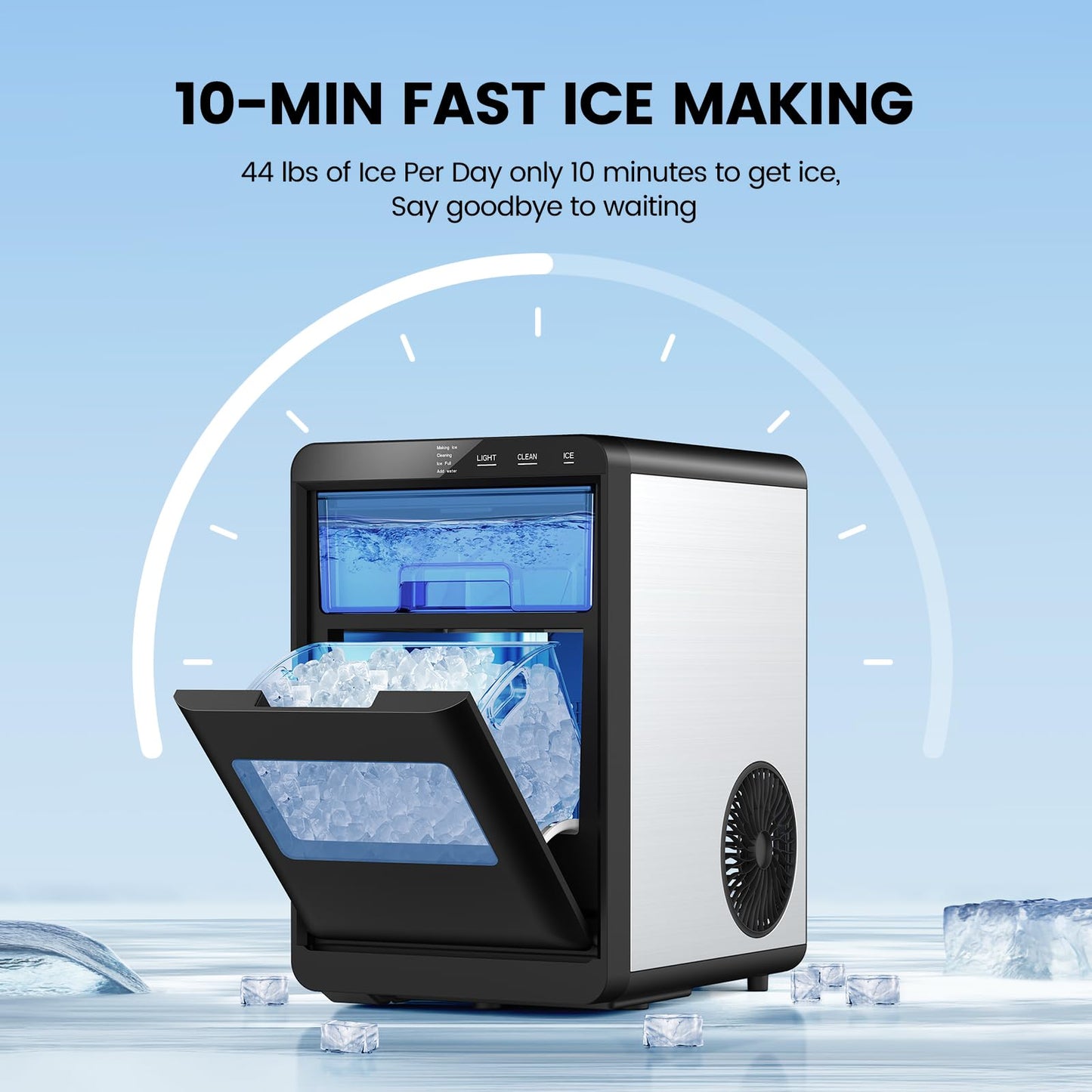 COWSAR Nugget Ice Makers Countertop, 44Lbs/24H Crushed Ice Maker & Pebble Ice Machine, Pellet Ice Makers with Ice Scoop &Removable Basket,Sonic Countertop Ice Machine for Home/Kitchen/Office