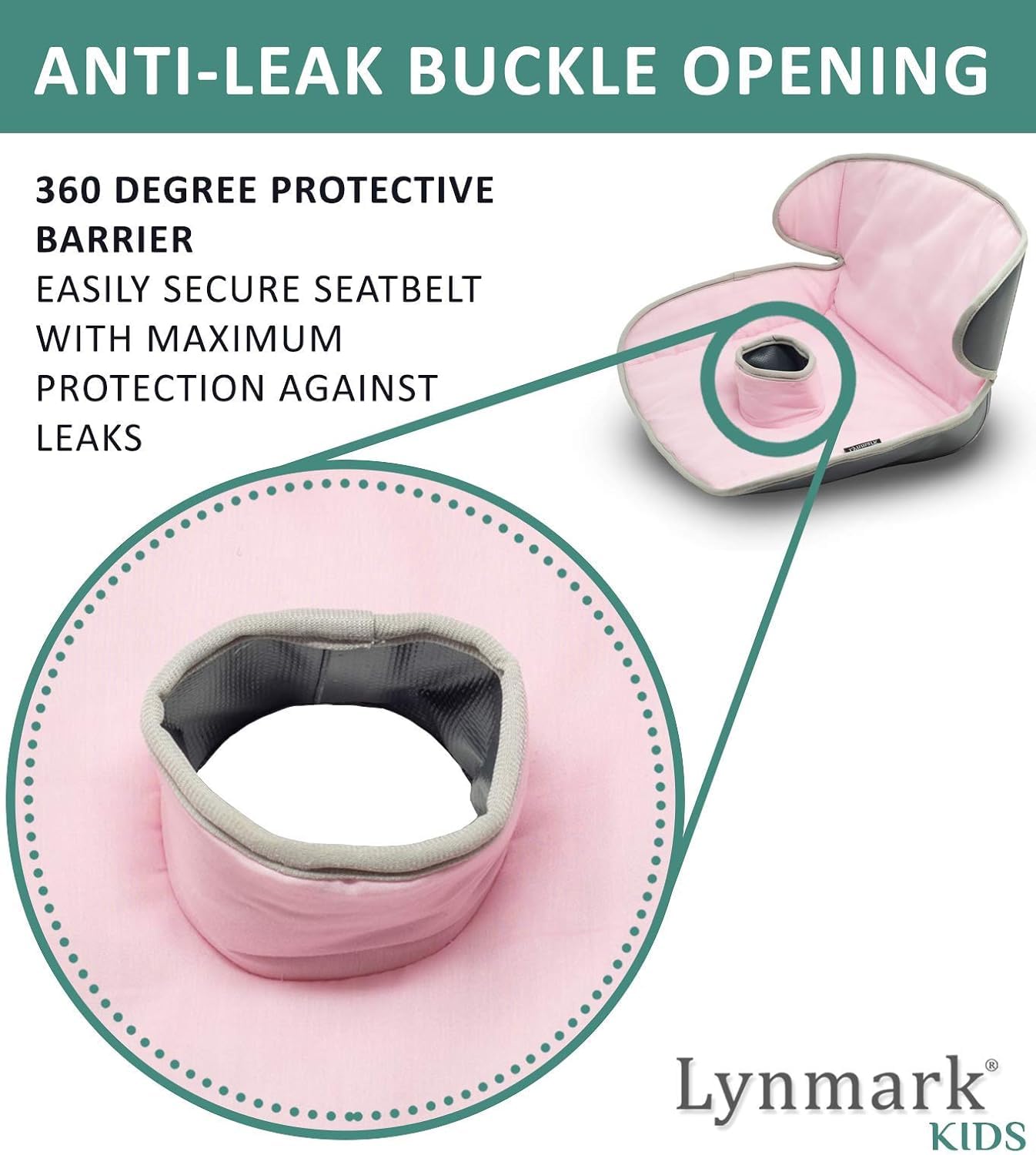 Lynmark® Potty Training Car Seat Protector Cover - Waterproof Soft Piddle Pads for Toddlers and Baby Carseat - Travel-Friendly Universal Washable Liner Mat for Spills, Nappy Leaks, Accidents - Pink
