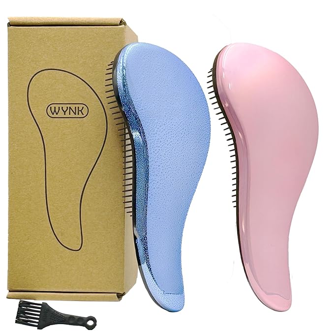 WYNK Hair Brush Detangler for Adults & KidsÃ¯Â¼ÂDetangling Comb Hair Styling Tools & Appliances for Natural/Wavy/Curly/Coily/Wet/Dry/Oil/Thick/Straight/Long Hair(2Pack Blue Drops & Gradient Shell)
