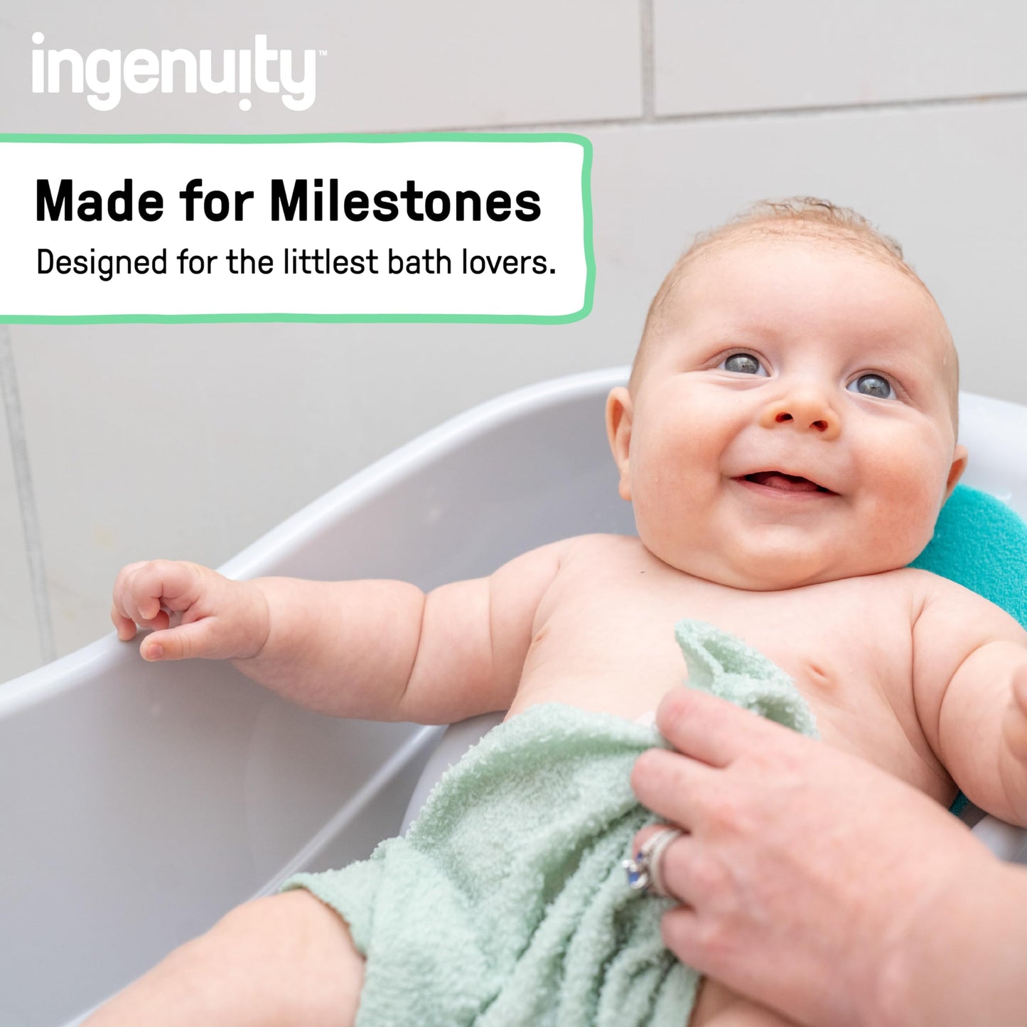Ingenuity Foldaway 2-Position Bather, 2-Position Adjustable Support Baby Bath seat for Sink or Bathtub, Ages 0-6 Months, up to 20 pounds, Pink