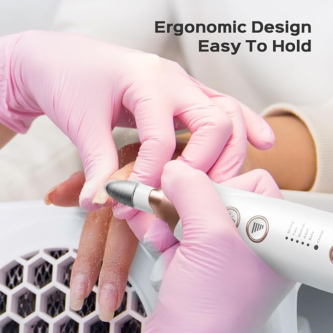 COSLUS C30 Professional Manicure Pedicure Kit: 5 in 1 Electric Nail File Set Toenail Grinder, 5 Speed Cordless Nail Drill for Thick Nail Toenail Cuticle, Hand Feet Trimmer Buffer for Women Men Baby