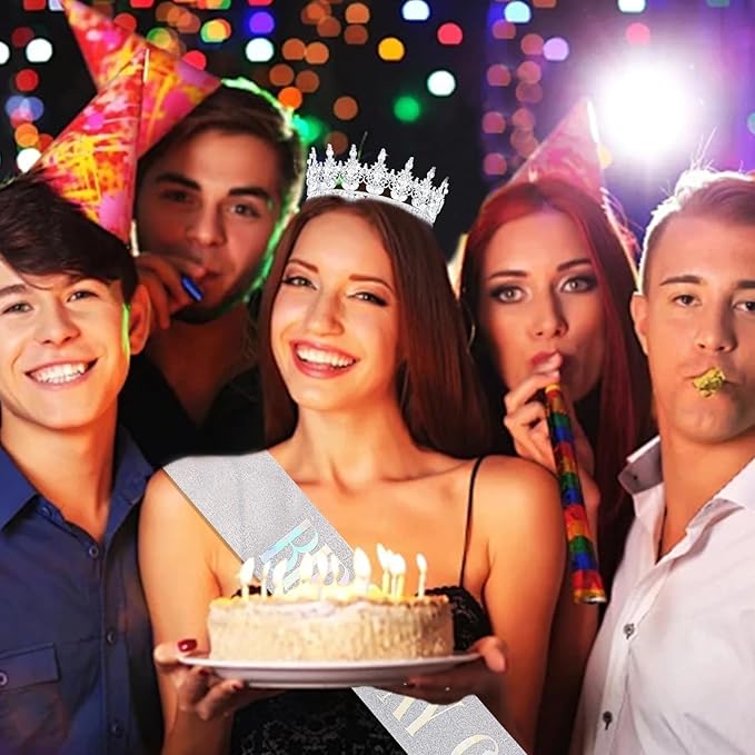 YOUlDIANZI Queen Crown Birthdays Crowns for Women, Birthday Sash, Birthday Tiara for Women Set, Princess Rhinestone BirthdayHeadband Birthday Gifts for Womens, Sweet Happy Accessories