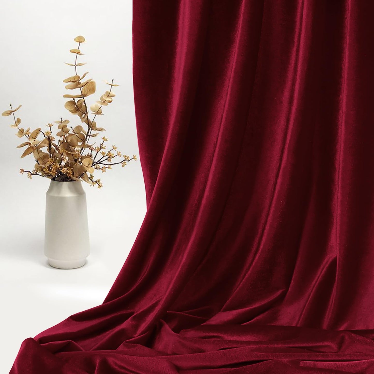 KKJIAF Burgundy Stretch Velvet Fabric 60 Inch Wide, 2 Yard Soft Stretchy Fabric for Sewing Clothes, Apparel, Costume, Crafts - 90% Polyester 10% Spandex