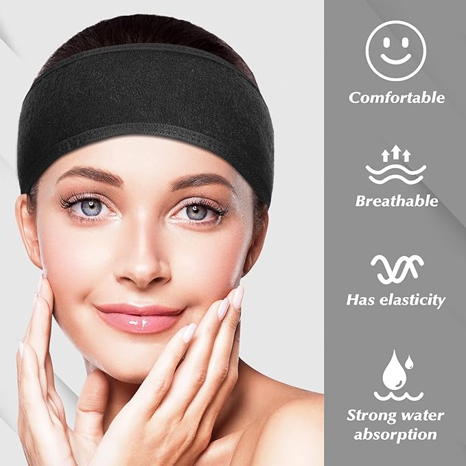 obeoby 4 Pack Spa Facial Headbands for Women, Spa Gifts for MotherÃ¢ÂÂs Day Adjustable Face Wash Headband Make Up Wrap Head
