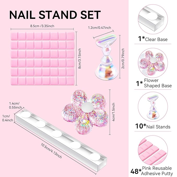 Makartt Nail Stand for Press On Nails Display Practice Art Painting Magnetic Fake Nail Holder for Painting Nails Stand for False Nail Designs with Reusable Putty for Home DIY Beginner Salon Supplies