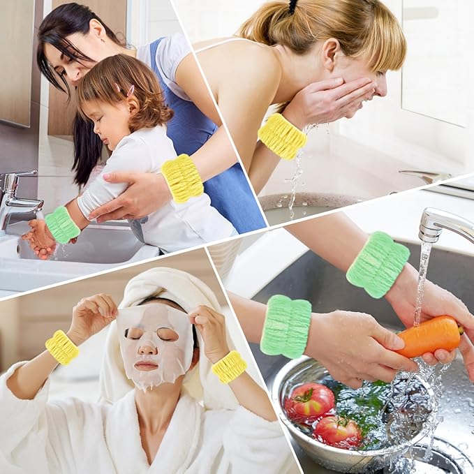Wrist Bands for Washing Face, 4pcs Spa Face Washing Wristbands, Microfiber Arm Wrist Towels, Absorbent Wash Wristbands for Woman Men, Prevent Water from Spilling Down Your Arms