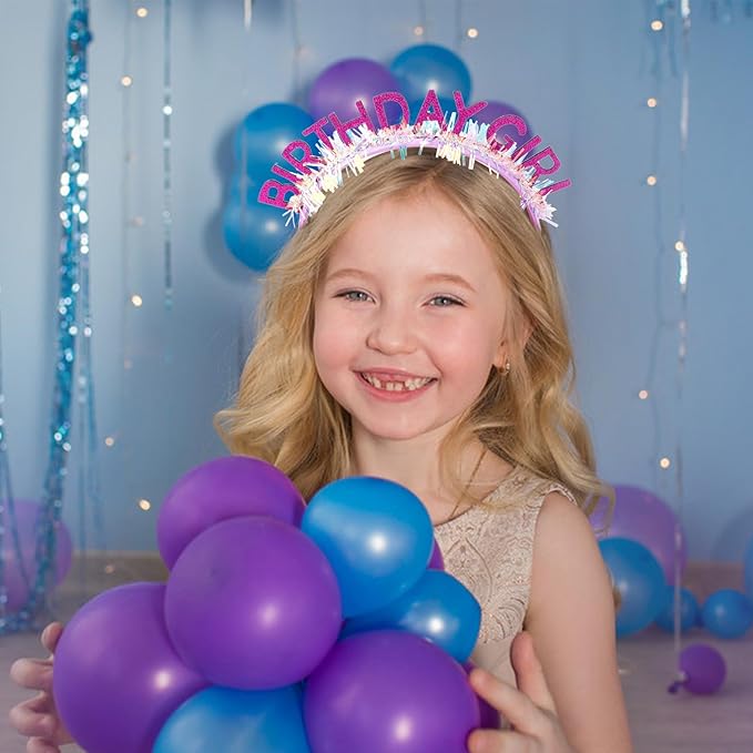 CIEHER Purple Birthday Girl Headband Birthday Crown for Women Girls