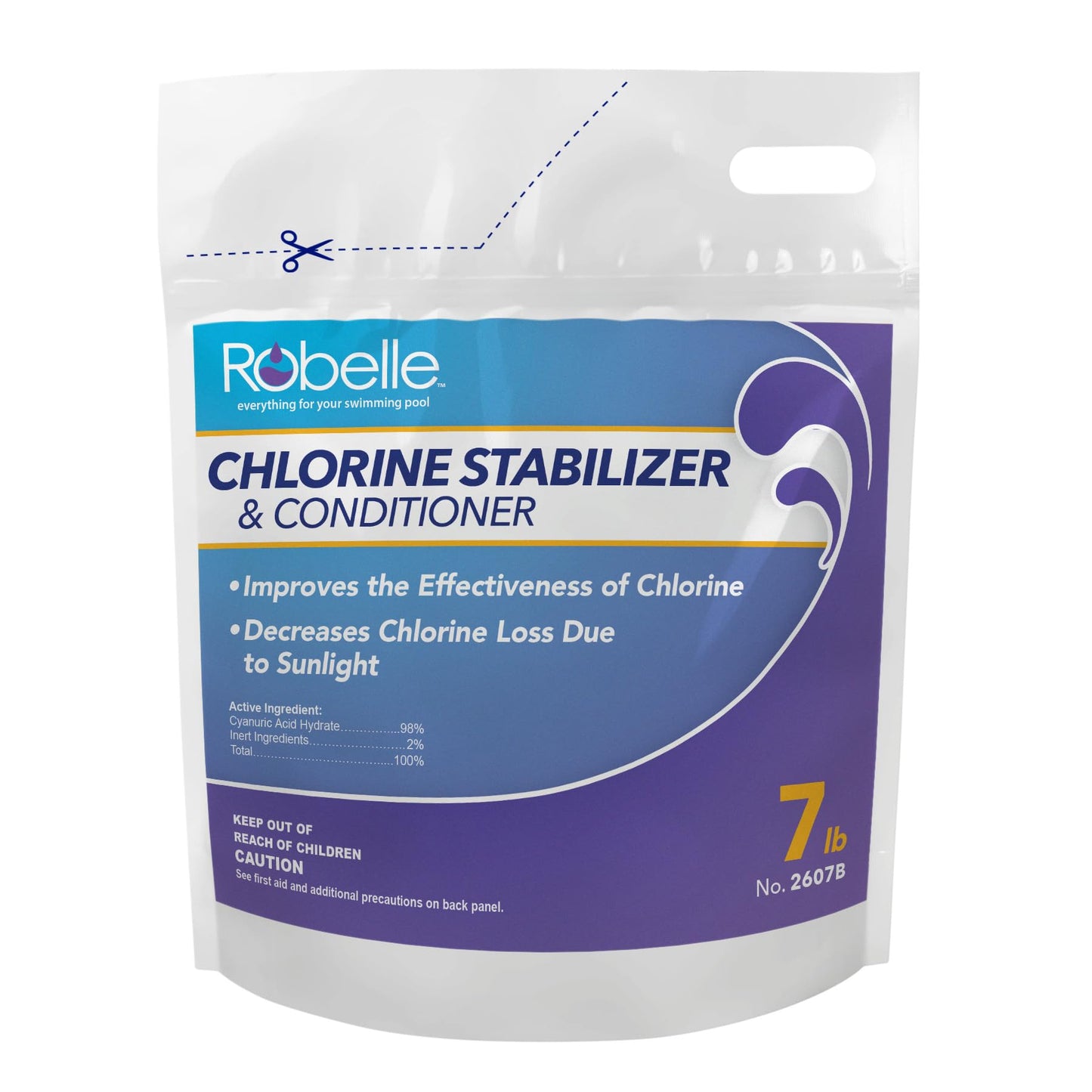 Robelle 7-Pounds Premium Chlorine Stabilizer and Conditioner, Concentrated Cyanuric Acid for Pools, Pool Stabilizer, Helps Chlorine Last Longer