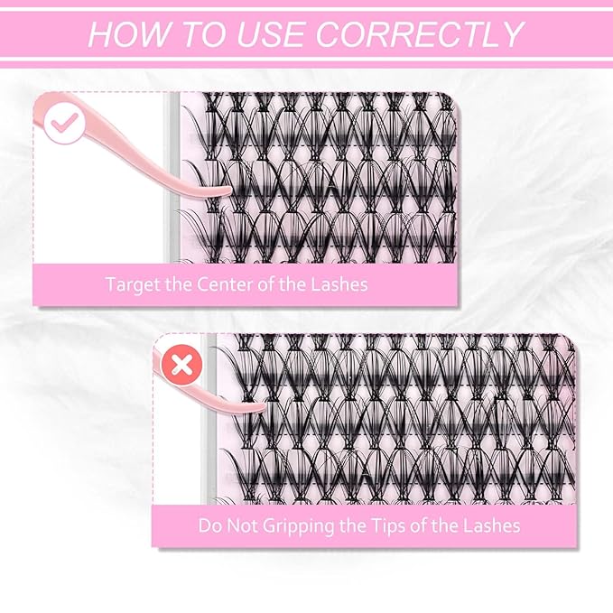 Individual Lashes Large Tray D Curl Lash Clusters 10D 20D 30D 40D Individual Lash Extensions Cluster Lashes Lash Extension Supplies Eyelash Clusters (20D-0.07D, 13mm)