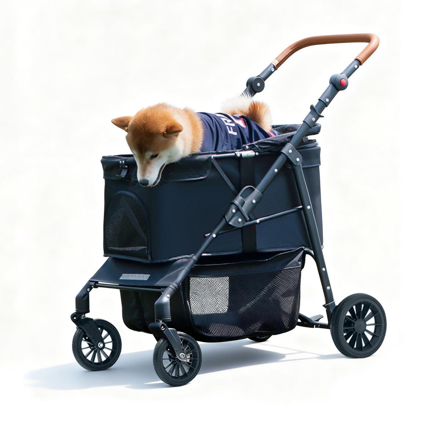 Dog Stroller for Medium and Large Dogs Foldable Pet Strollers for Puppy Cat Cart Up to 66lbs with All Terrain 4 Wheels Adjustable Handle Canopy Sun Shades Storage Organizer(Single)