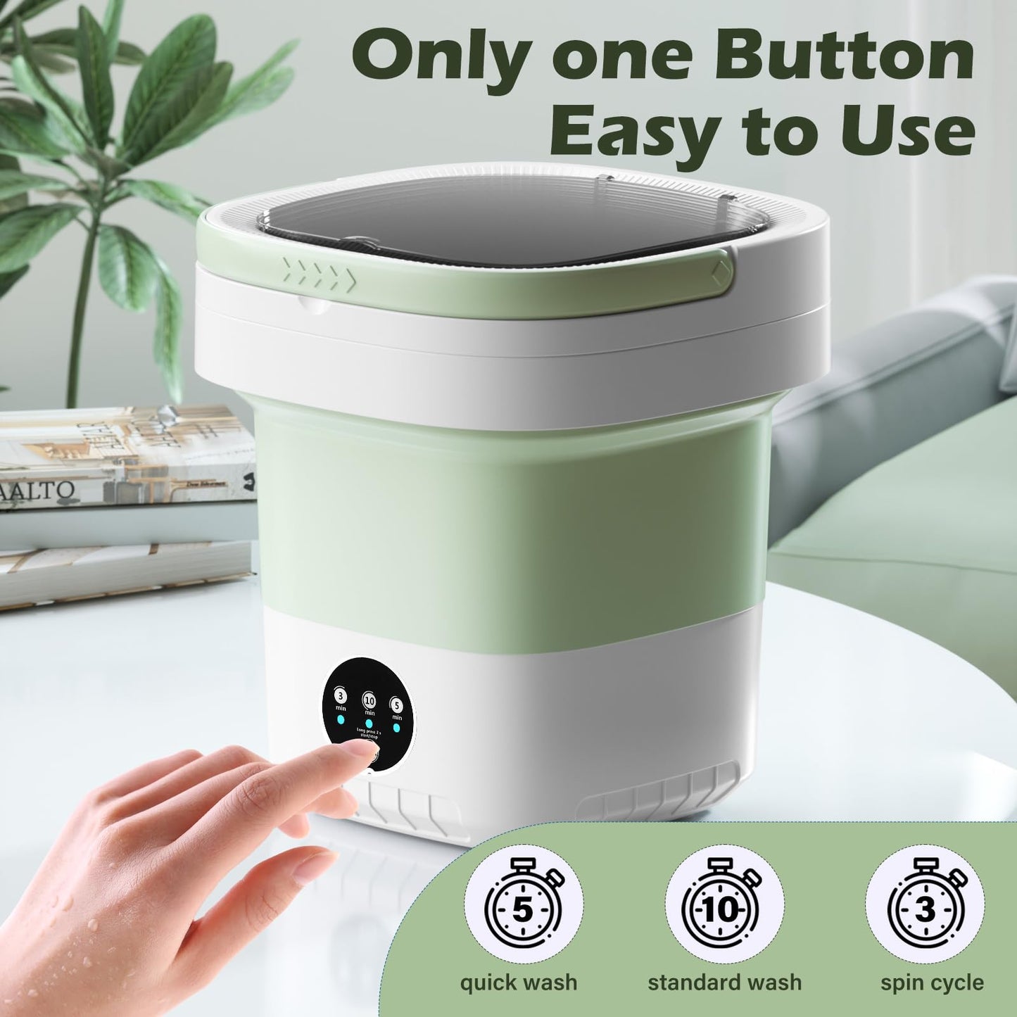 ZZR SEVEN Portable Washing Machine, 7L/12L Upgraded Mini Washing Machine, Suitable for Small Clothes, Foldable Laundry Machine, Ideal for Dorm, Home, Hotel, Camping and Travel (Purple, 7L)