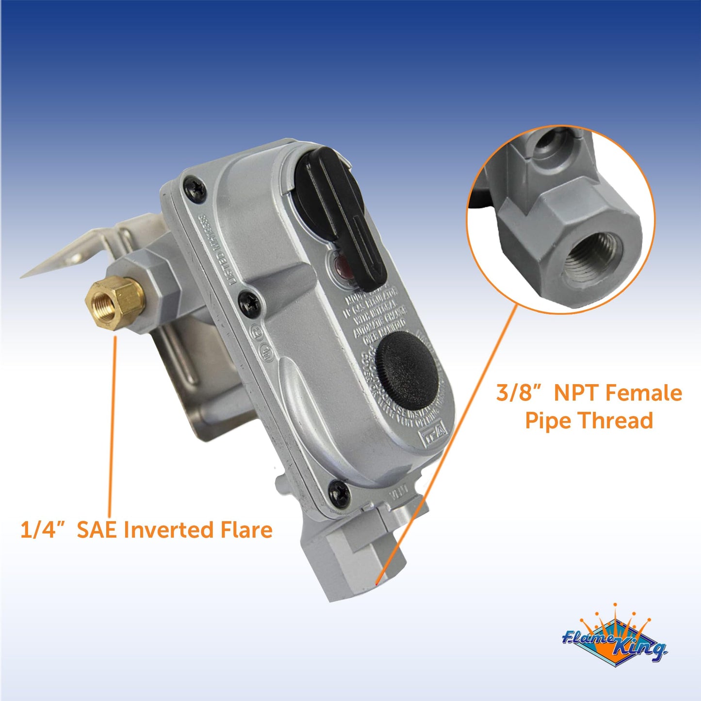 Flame King (KT12ACR-2) 2-Stage Auto Changeover LP Propane Gas Regulator With Two 12 Inch Pigtails For RVs, Vans, Trailers
