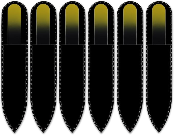 Mont Bleu Rainbow Crystal Nail File in Black Pouch - Small/Purse Size - Czech Tempered Glass - Handmade in Bohemia (Czech Republic)
