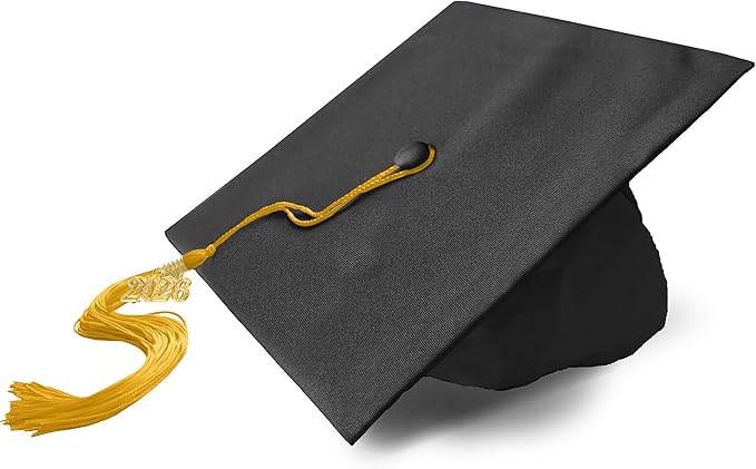 Graduation Cap with 2026 Tassel Year Charm Black Graduation Cap for High School & Bachelor