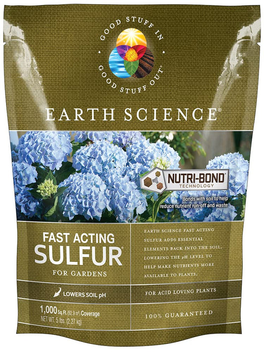 Earth Science Fast Acting Sulfur Granules â 5lb â Reduces Soil pH and Nutrient Runoff, Improves Growth & Color for Acid-Loving Plants, Long-Lasting Lawn Care Supplement