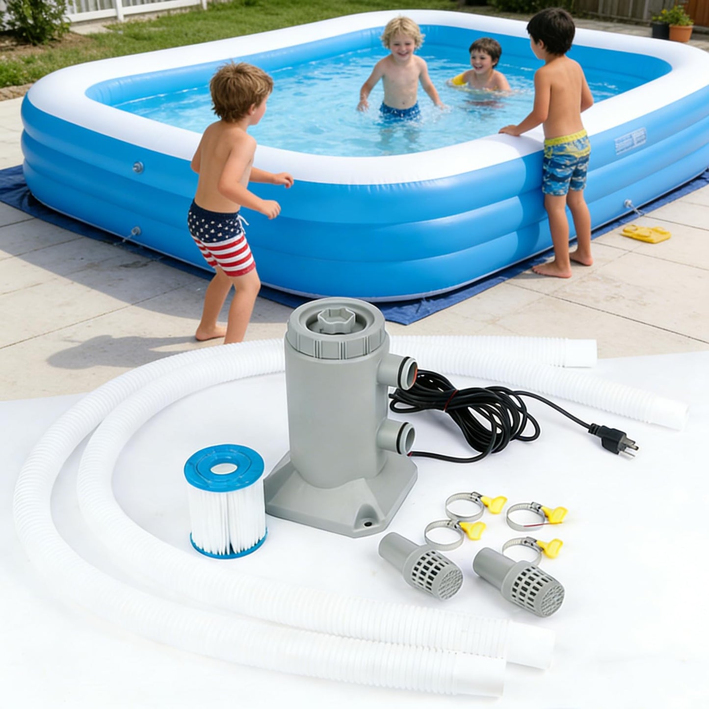 SNMUMU Small Pool Pump and Filter Kit, Powerful 530 GHP Above Ground Pool Filter Pump Quickly and Cleanliness of Your Pool Water, Pool Pumps for Above Ground Pools (Gray 530GHP)